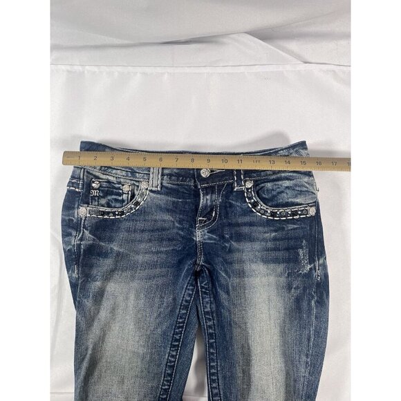 MISS ME JE5652ER Easy Boot Cut Flap Pockets Bling Jeans Distressed Size 26 - Picture 5 of 8